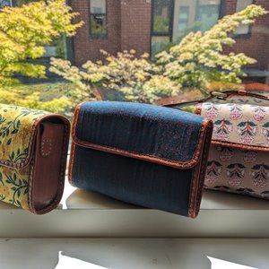 Handcrafted leather and cotton shoulder bag, vintage and unique! NEW item.